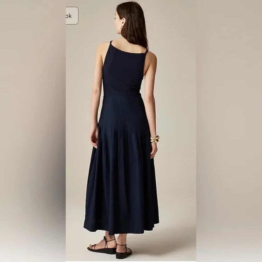 J. Crew Pintuck Mixy Dress in Navy Size XXS NWT Modern Minimalist Quiet Luxury - Picture 3 of 6